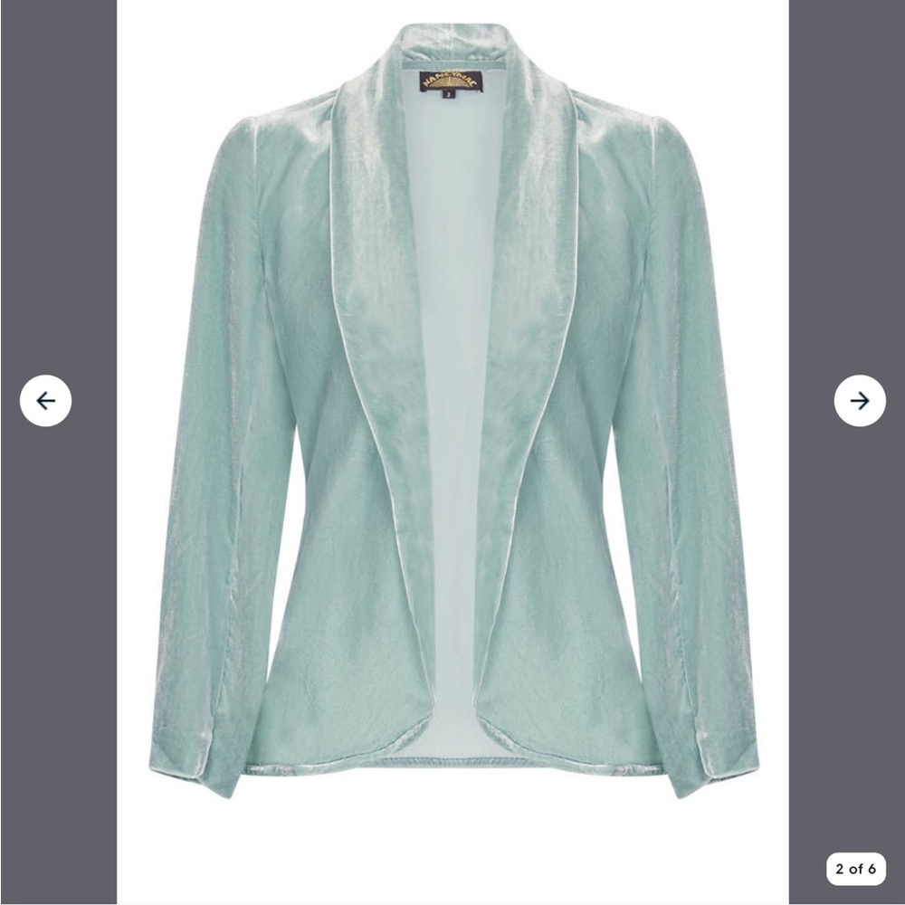 Nancy Mac Silk Velvet Rosa Jacket in Seafoam